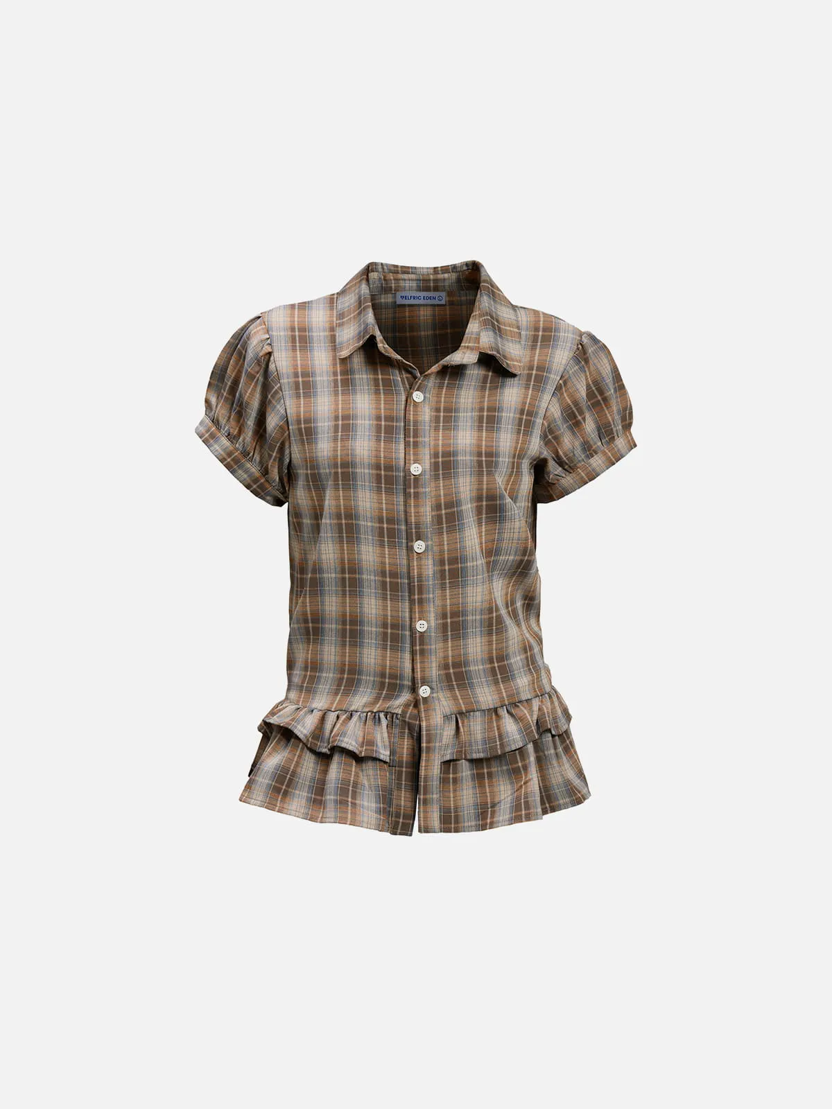 Aelfric Eden Plaid Ruffle Short Sleeve Shirt sold by Aelfric Eden product image thumbnail 2