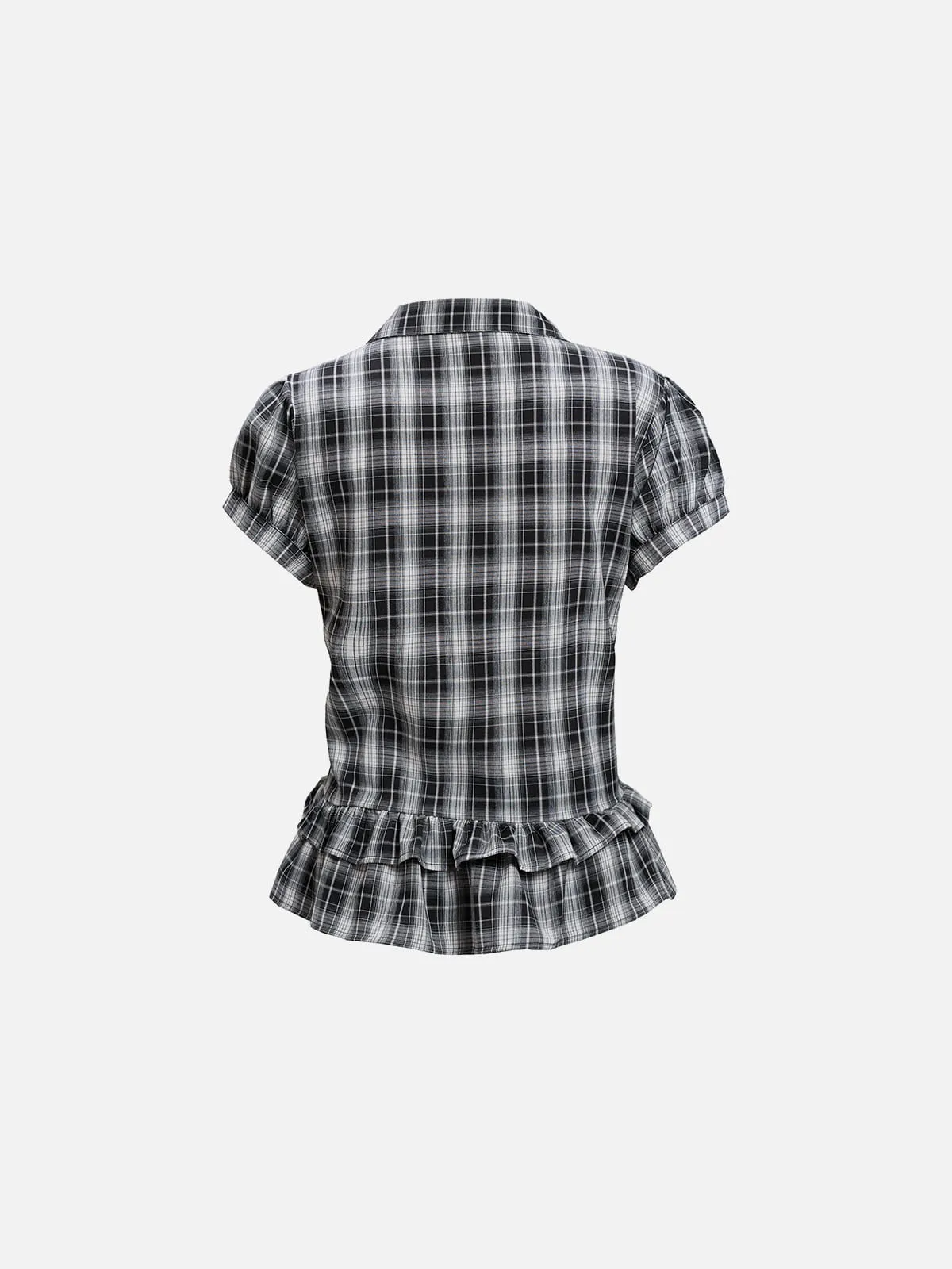 Aelfric Eden Plaid Ruffle Short Sleeve Shirt sold by Aelfric Eden product image thumbnail 3