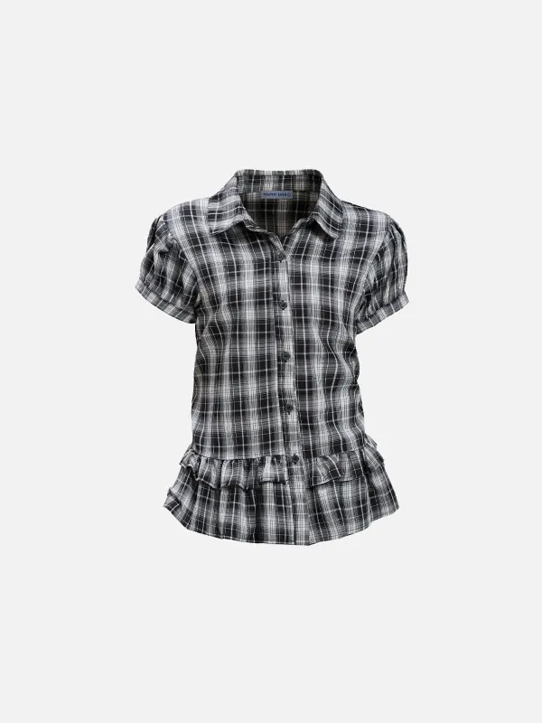 Aelfric Eden Plaid Ruffle Short Sleeve Shirt made by Aelfric Eden