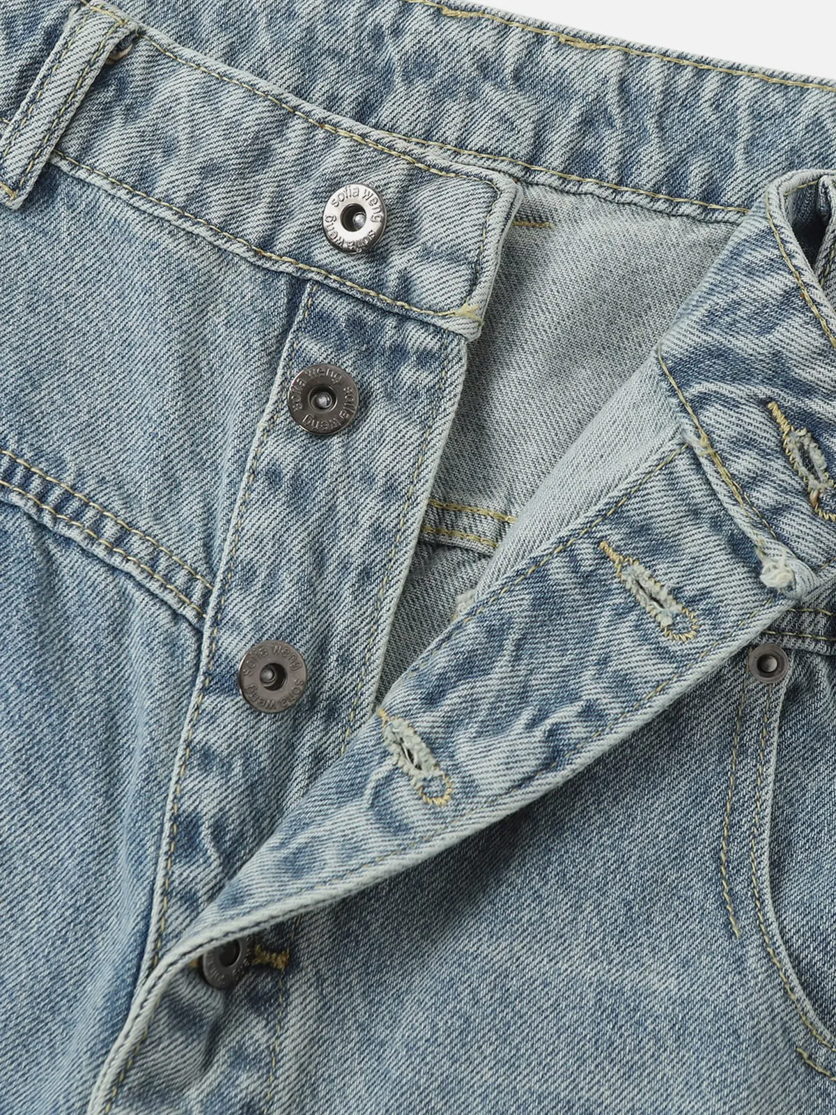 Aelfric Eden Asymmetric Button Baggy Barrel Jeans sold by Aelfric Eden product image thumbnail 5