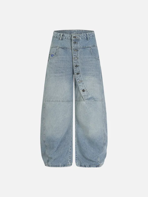 Aelfric Eden Asymmetric Button Baggy Barrel Jeans made by Aelfric Eden