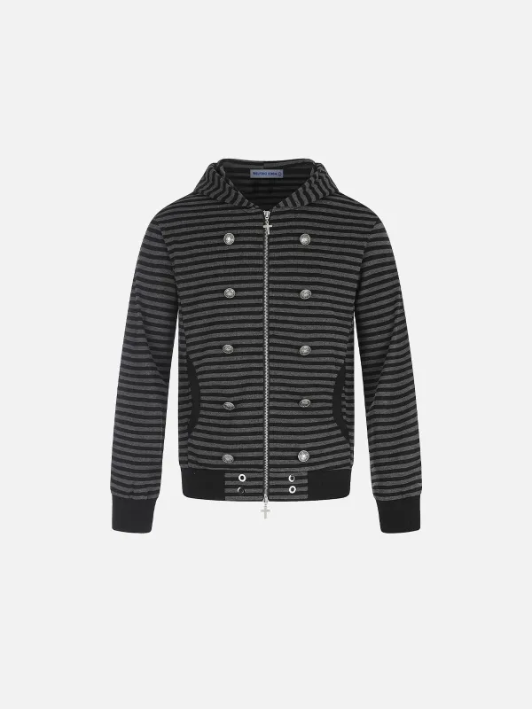 Aelfric Eden Boxy Stripe Button Zip Up Hoodie made by Aelfric Eden