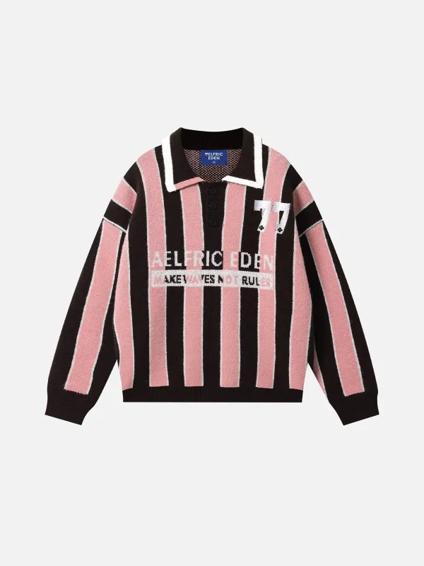 Aelfric Eden Polo Collar Striped Sweater made by Aelfric Eden