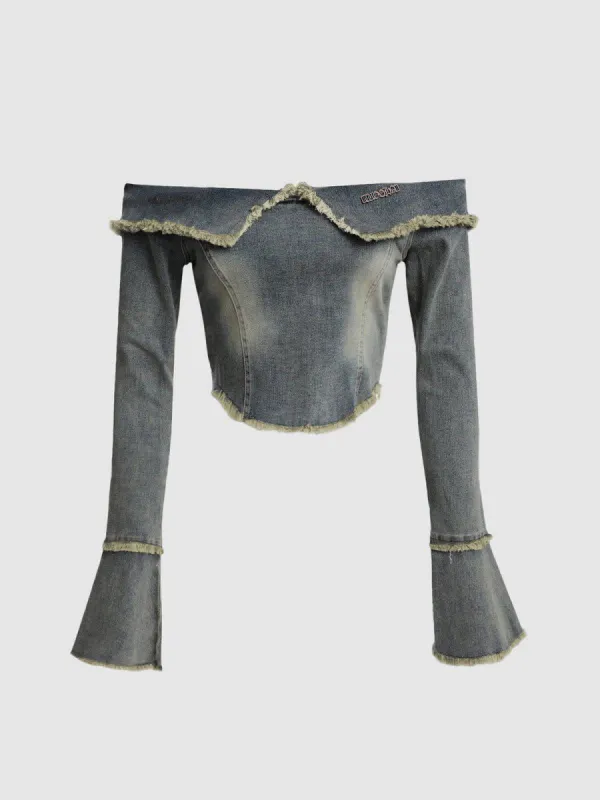 Zip Up Fringe Denim Long Sleeve sold by Aelfric Eden