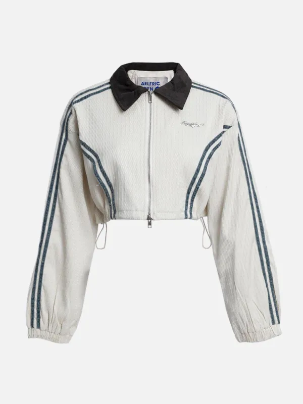Stripe Double Zip Up Jacket sold by Aelfric Eden