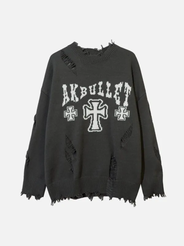 Aelfric Eden Cross Graphic Raw Edge Sweater sold by Aelfric Eden