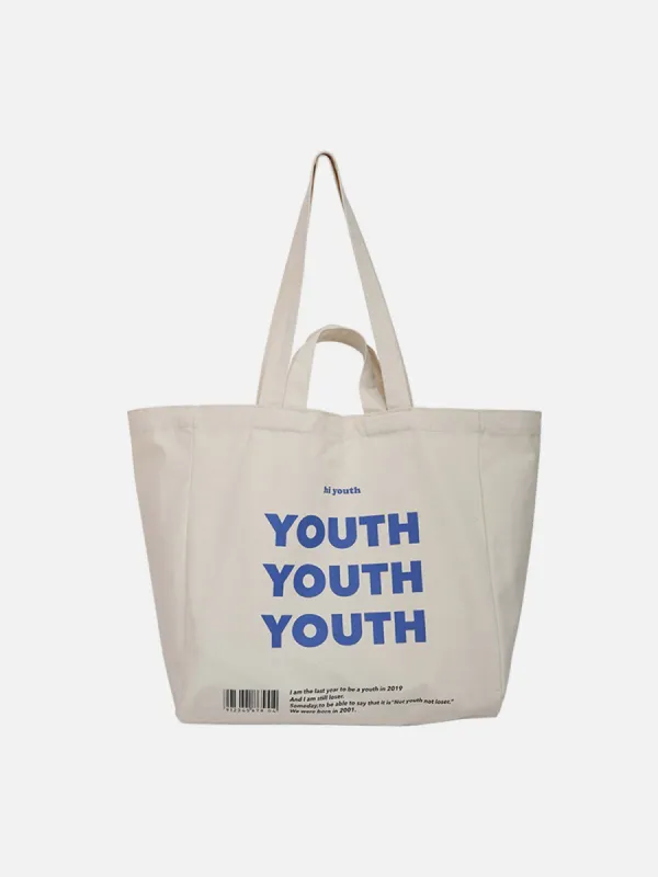 YOUTH Letter Print Canvas Bag sold by Aelfric Eden