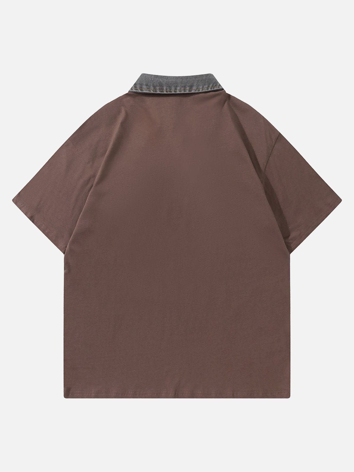 Aelfric Eden Denim Raw Patchwork Polo Tee sold by Aelfric Eden product image thumbnail 3