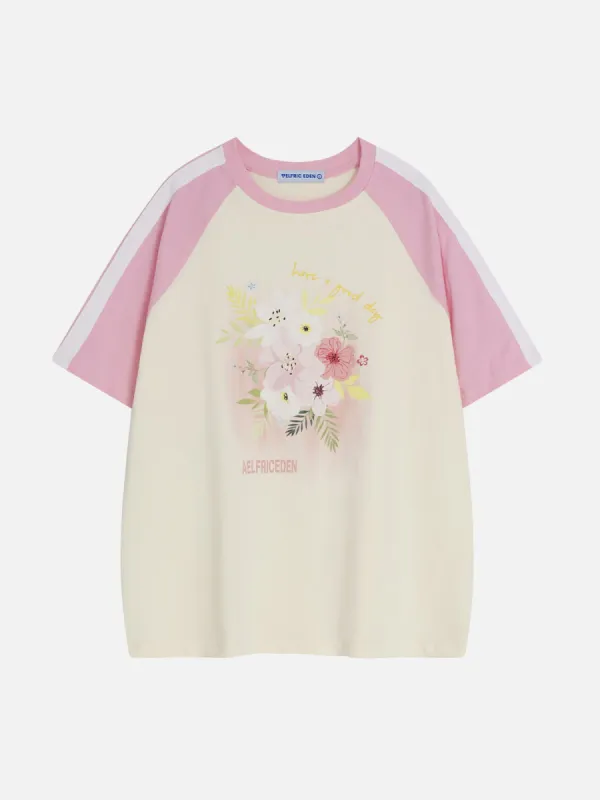 Aelfric Eden Color Blocking Flower Print Tee sold by Aelfric Eden