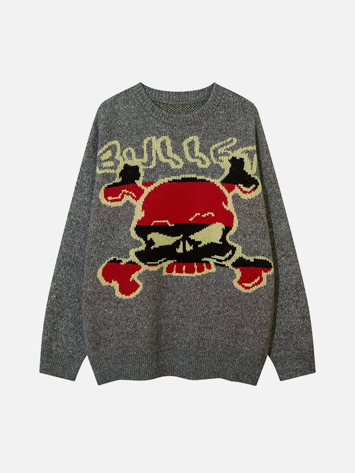 Aelfric Eden Colorblock Skull Graphic Sweater sold by Aelfric Eden product image thumbnail 3