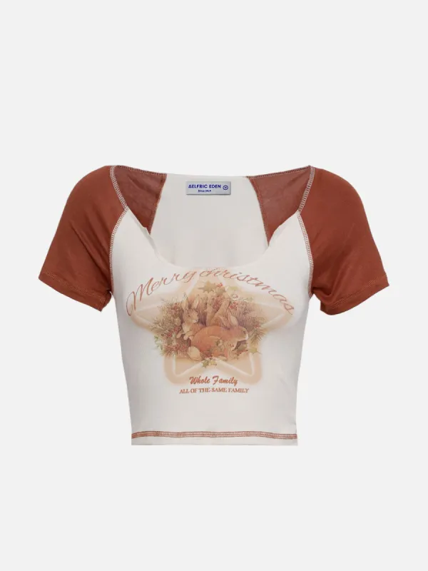 Vintage Rabbit Print Star Patchwork Tee sold by Aelfric Eden