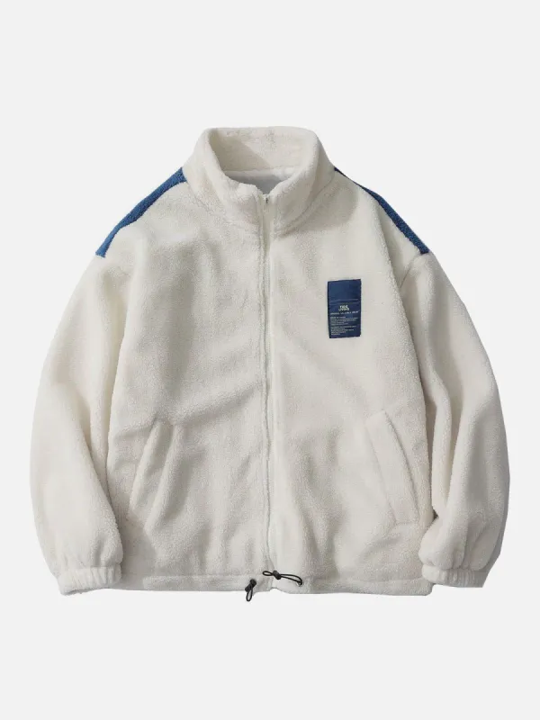 Aelfric Eden Letter Embroidery Color Block Sherpa Coat sold by Aelfric Eden