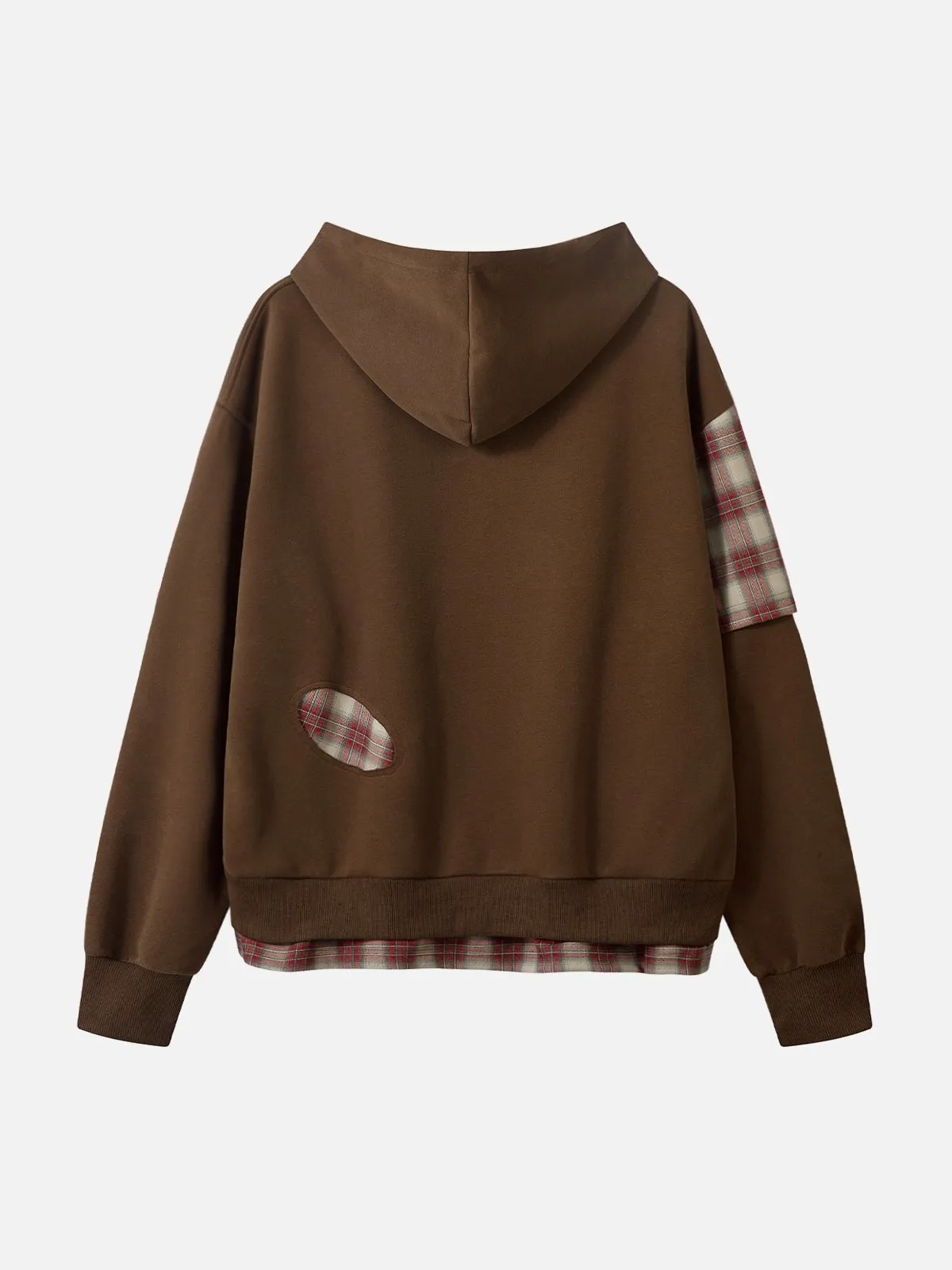 Aelfric Eden Irregular Plaid Patchwork Zip Up Hoodie sold by Aelfric Eden product image thumbnail 3