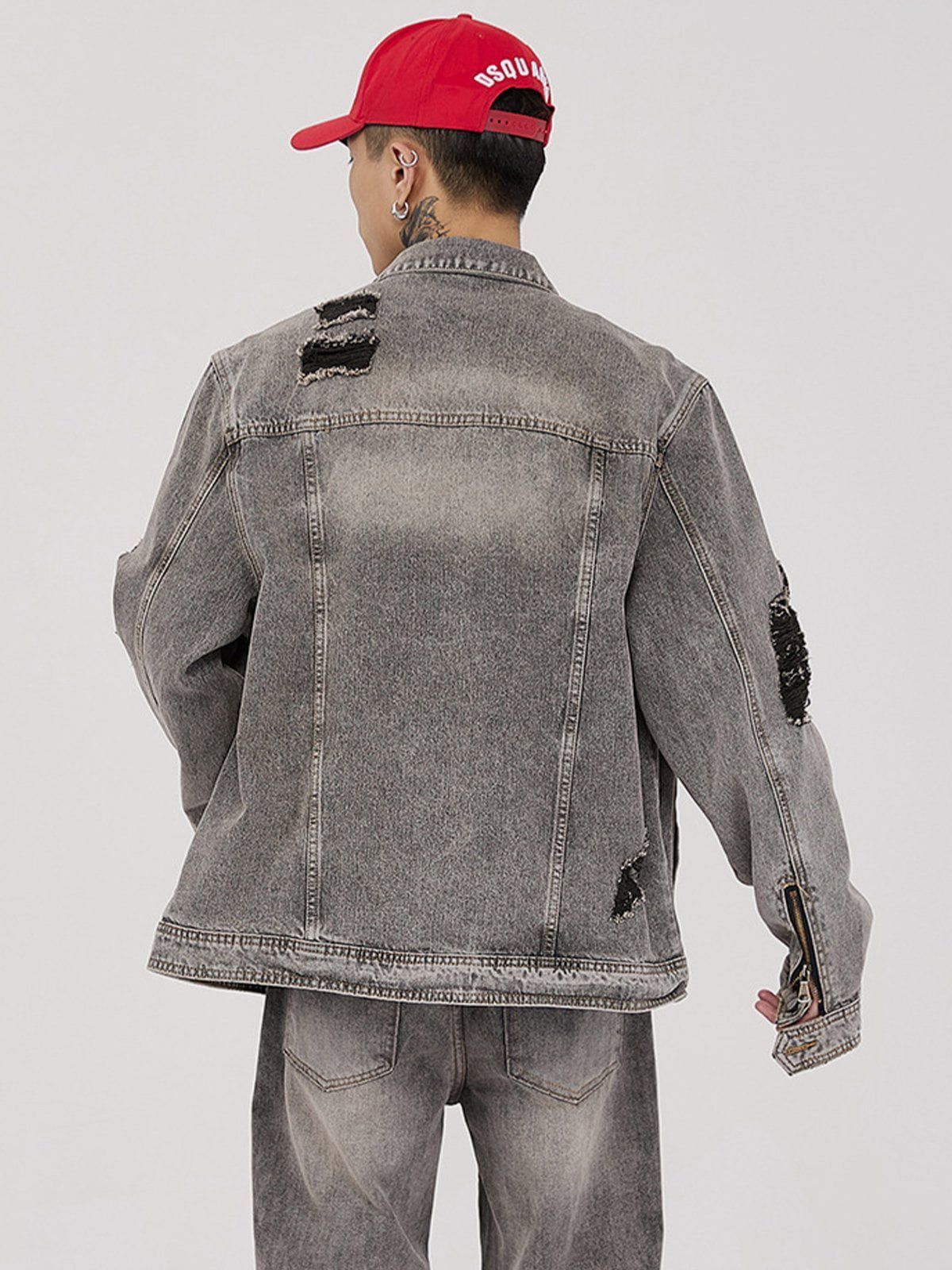 Aelfric Eden Multi Hole Denim Washed Jacket sold by Aelfric Eden product image thumbnail 3