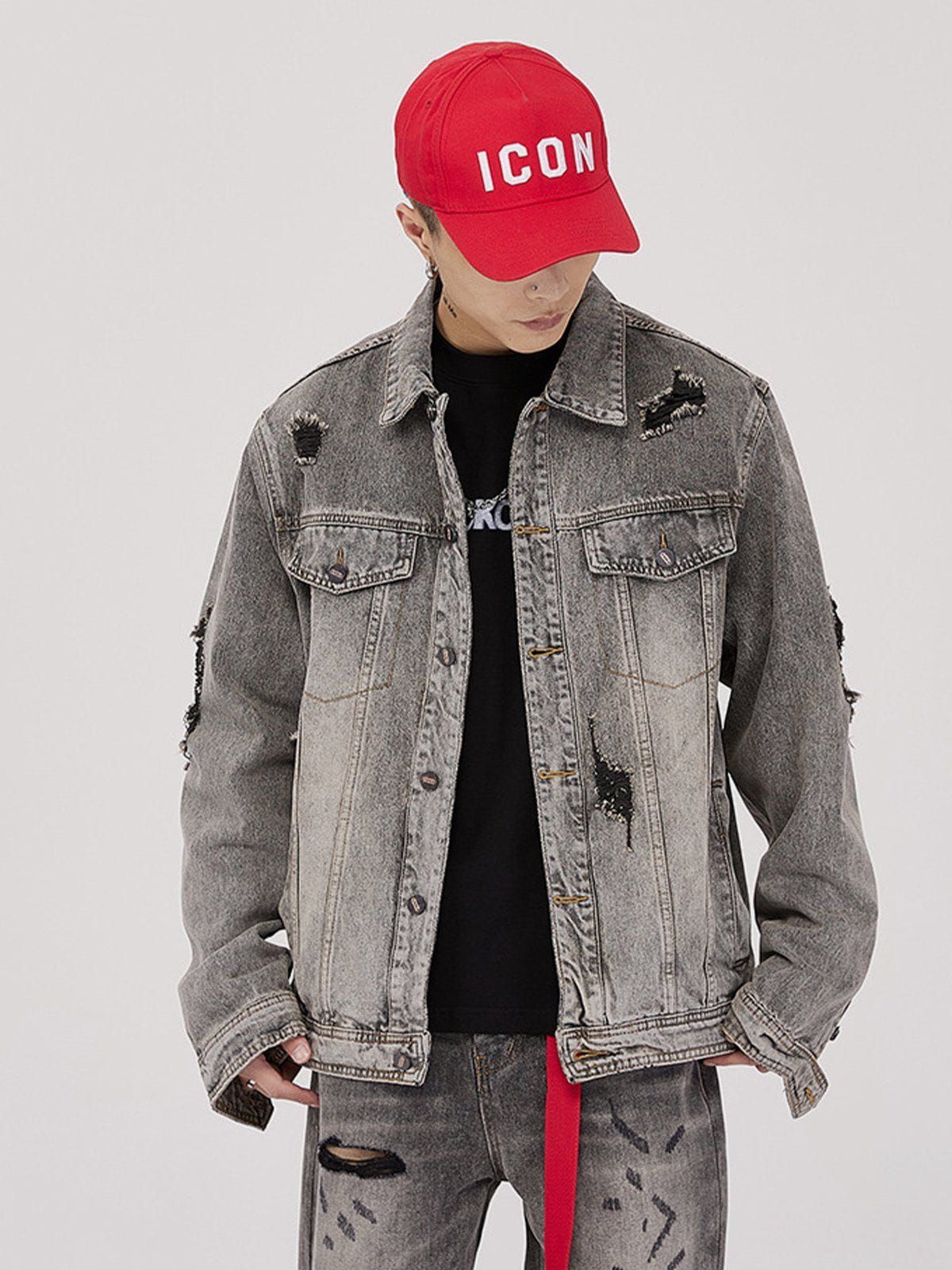 Aelfric Eden Multi Hole Denim Washed Jacket sold by Aelfric Eden product image thumbnail 2