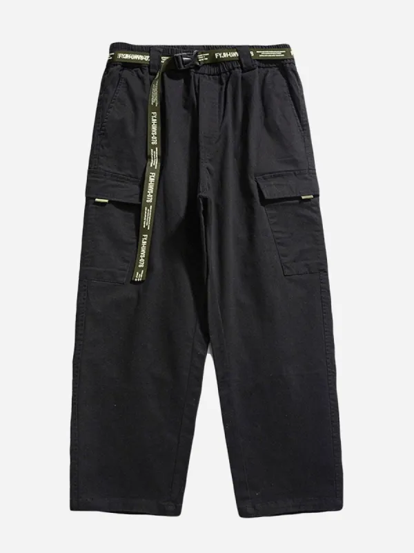 Belt Design Straight Cargo Pants sold by Aelfric Eden