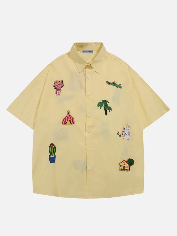 Aelfric Eden Cartoon Embroidery Short Sleeve Shirt sold by Aelfric Eden