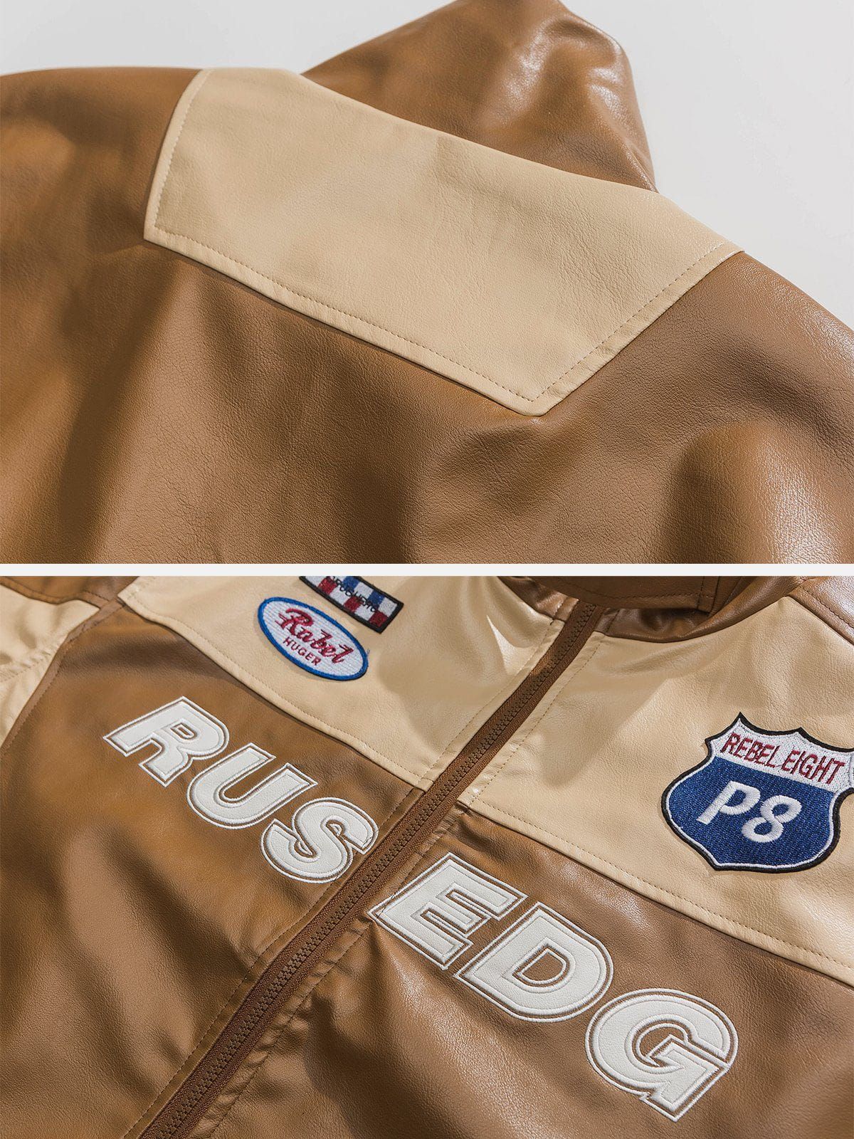 Aelfric Eden Embroidery Patchwork Leather Jacket sold by Aelfric Eden product image thumbnail 3