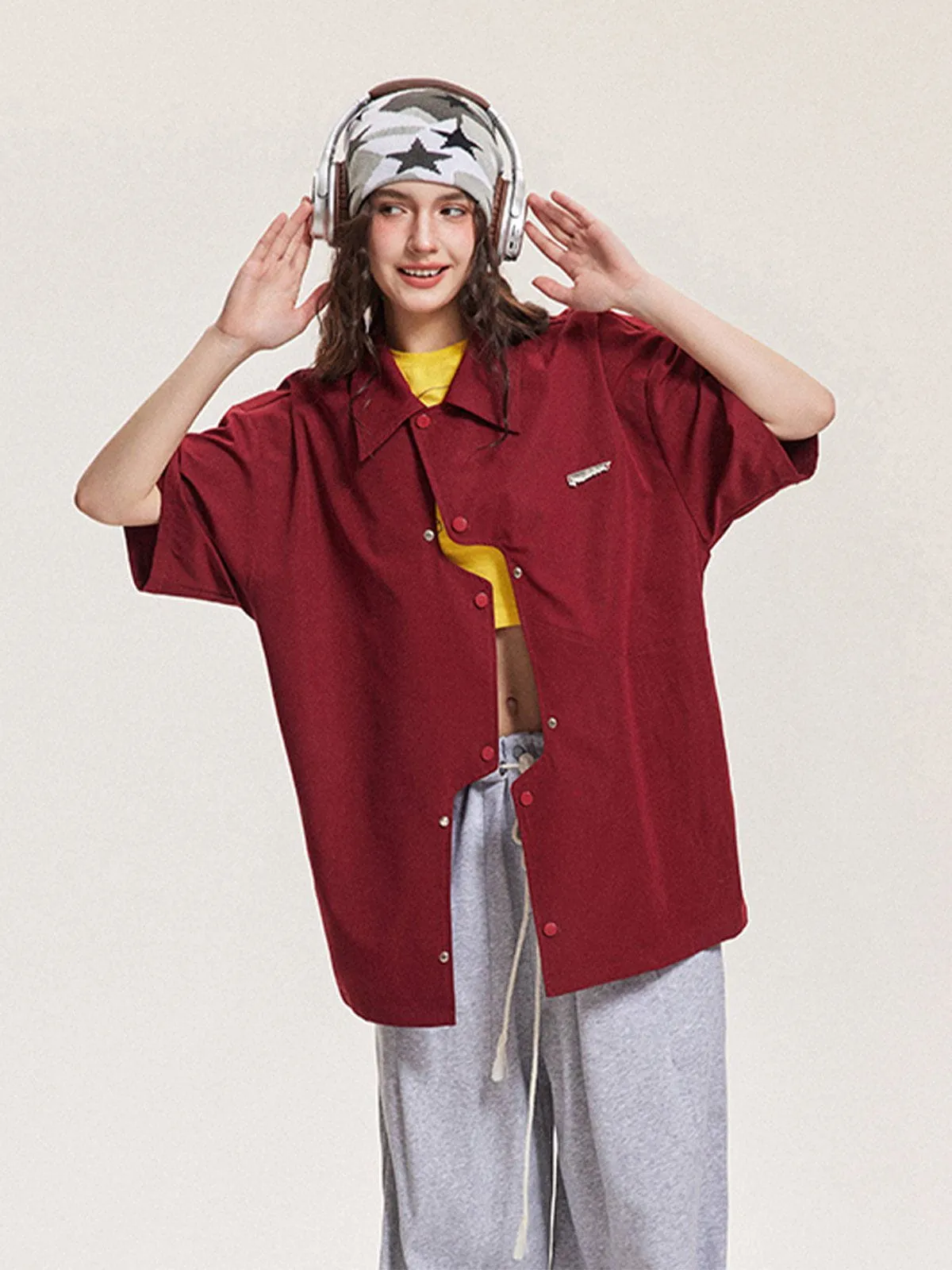 Aelfric Eden Irregular Placket Short Sleeve Shirt sold by Aelfric Eden product image thumbnail 2