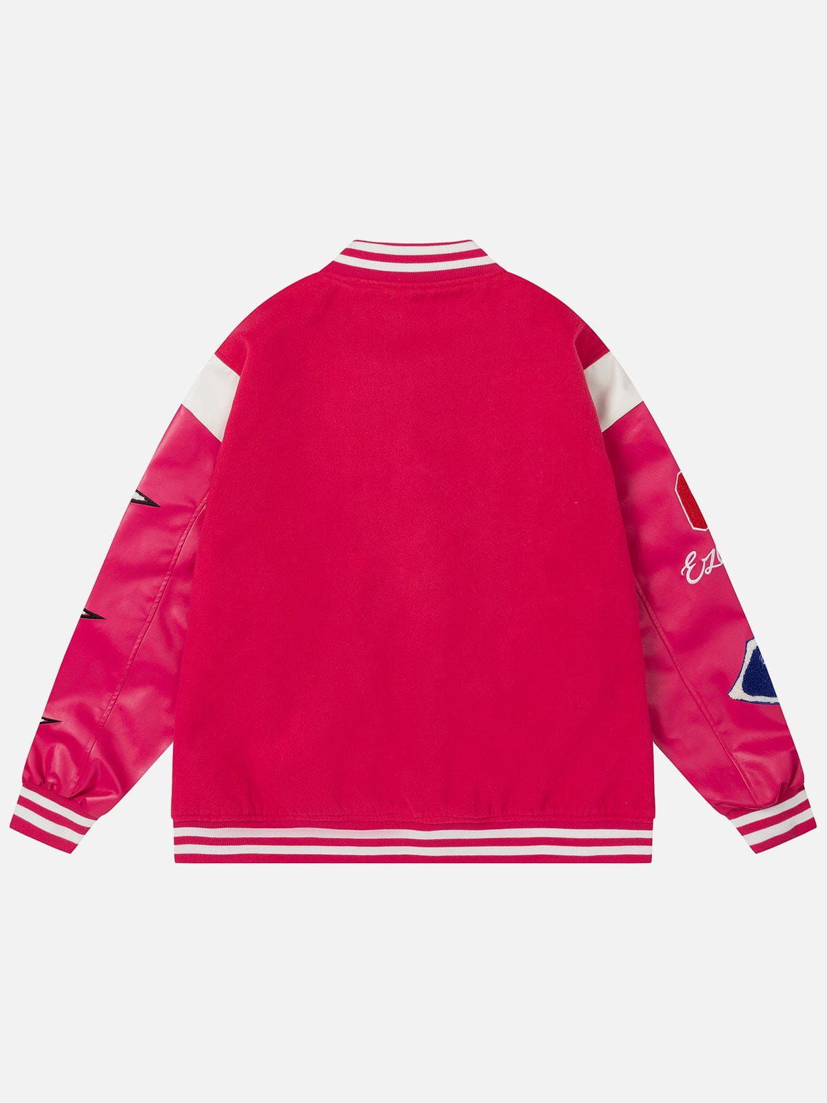 Aelfric Eden Flocked Embroidered Leather Sleeves Varsity Jacket sold by Aelfric Eden product image thumbnail 4