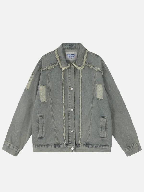 Aelfric Eden Fringe Distressed Denim Jacket sold by Aelfric Eden