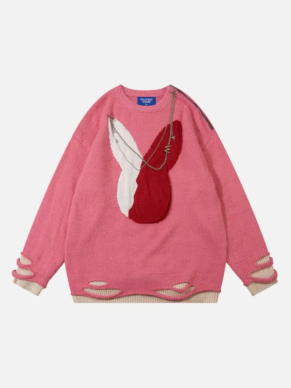 Aelfric Eden Rabbit Chain Distressed Sweater sold by Aelfric Eden