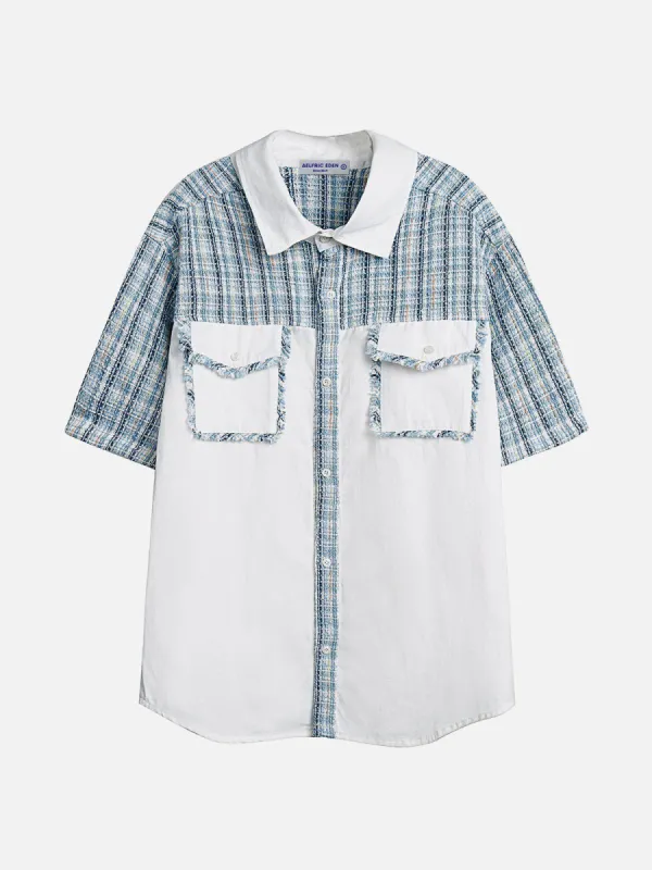 Aelfric Eden Plaid Patchwork Short Sleeve Shirts sold by Aelfric Eden