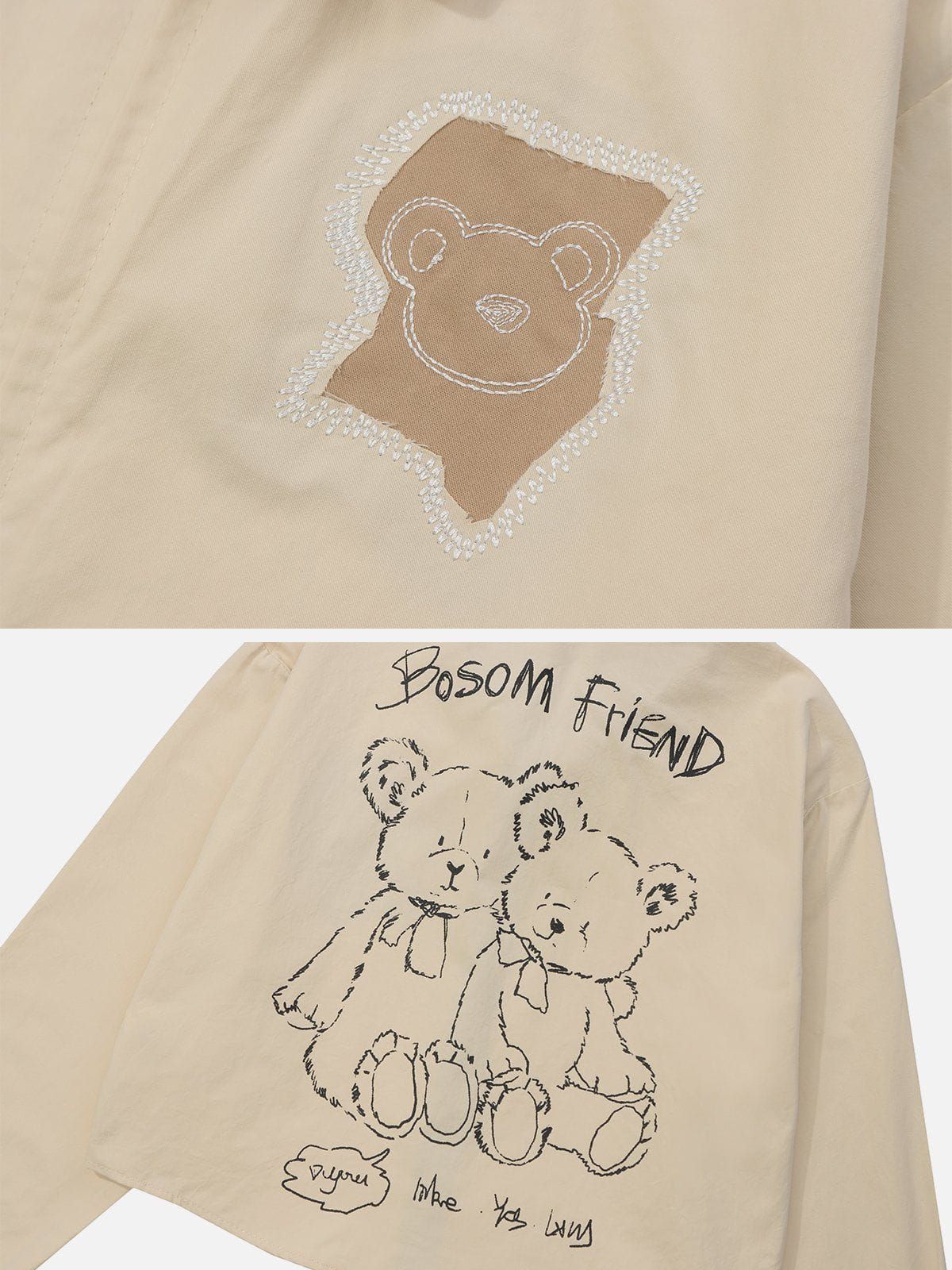 Cartoon Bear Print Long Sleeve Shirts sold by Aelfric Eden product image thumbnail 3