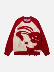 Aelfric Eden Cute Jackrabbit Embroidered Sweater sold by Aelfric Eden
