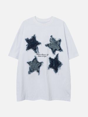 Aelfric Eden Embroidery Denim Star Tee sold by Aelfric Eden