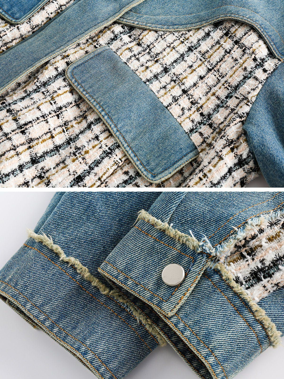 Aelfric Eden Plaid Patchwork Denim Jacket sold by Aelfric Eden product image thumbnail 5