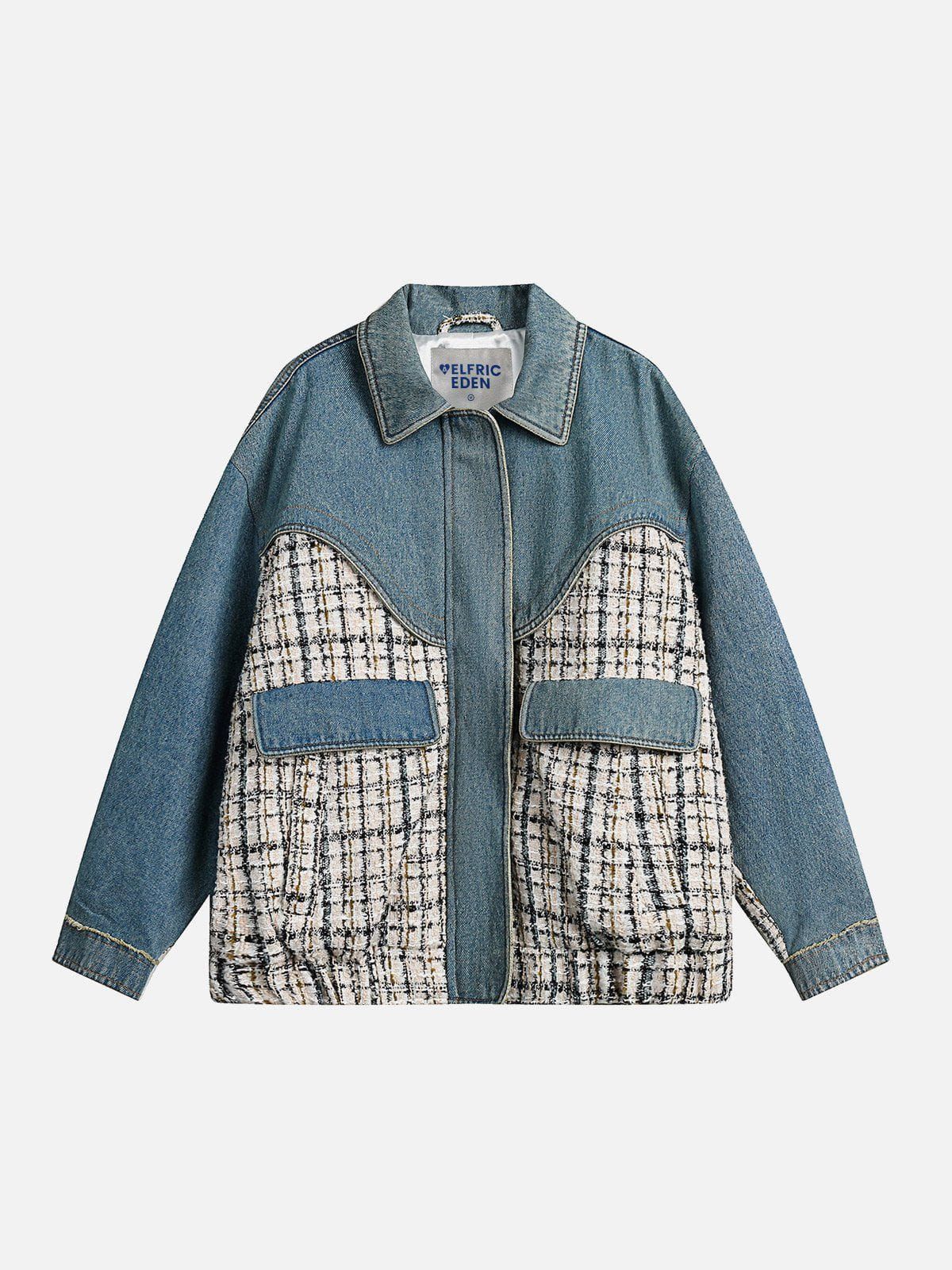 Aelfric Eden Plaid Patchwork Denim Jacket sold by Aelfric Eden
