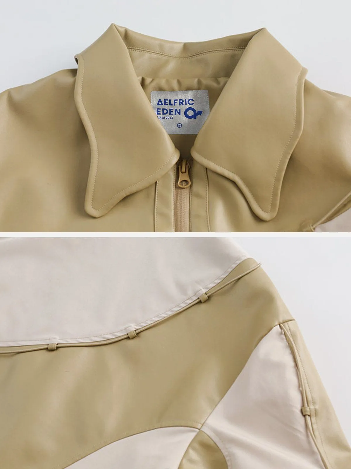 Irregular Patchwork Leather Jacket sold by Aelfric Eden product image thumbnail 5