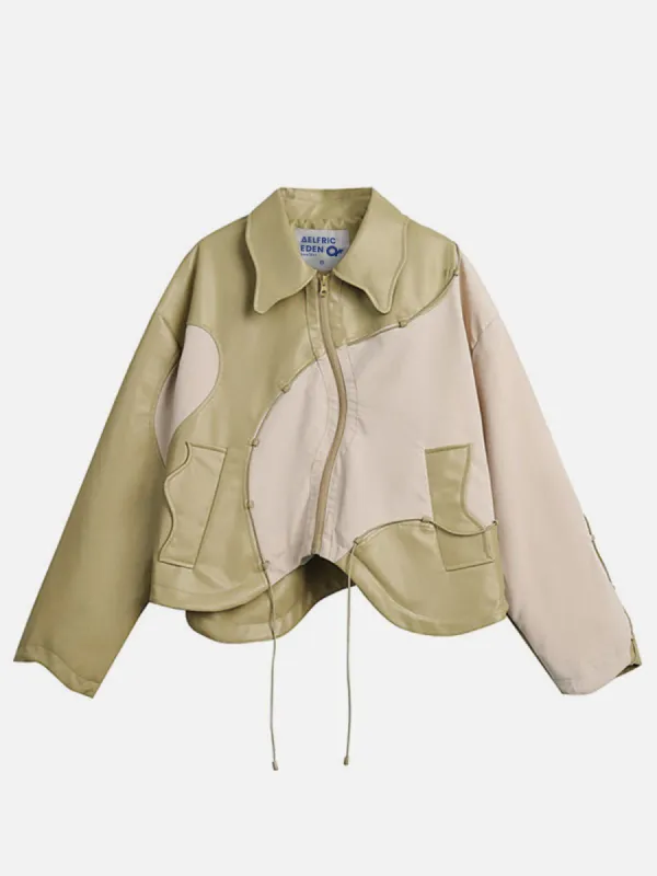 Irregular Patchwork Leather Jacket sold by Aelfric Eden