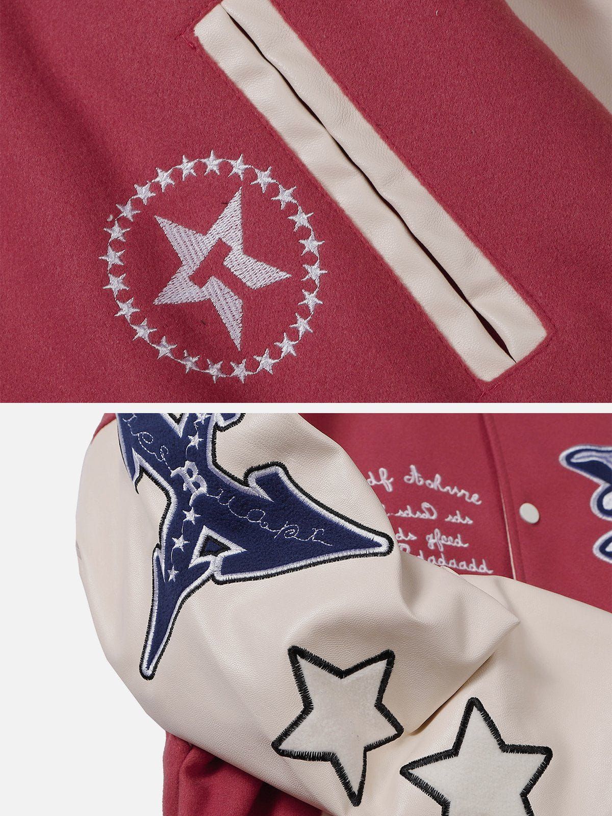 Aelfric Eden Star Embroidery Patchwork Varsity Jacket sold by Aelfric Eden product image thumbnail 3