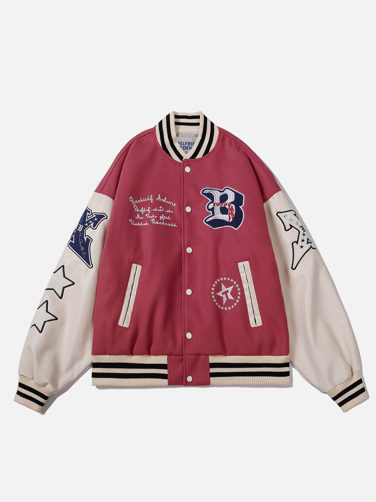 Aelfric Eden Star Embroidery Patchwork Varsity Jacket sold by Aelfric Eden