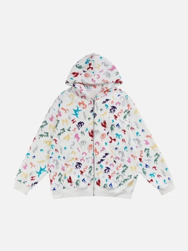 Aelfric Eden Flame Print Zipper Hoodie sold by Aelfric Eden