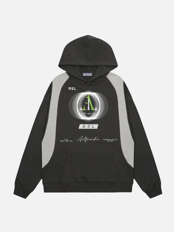 Aelfric Eden Patchwork Letter Print Hoodie sold by Aelfric Eden