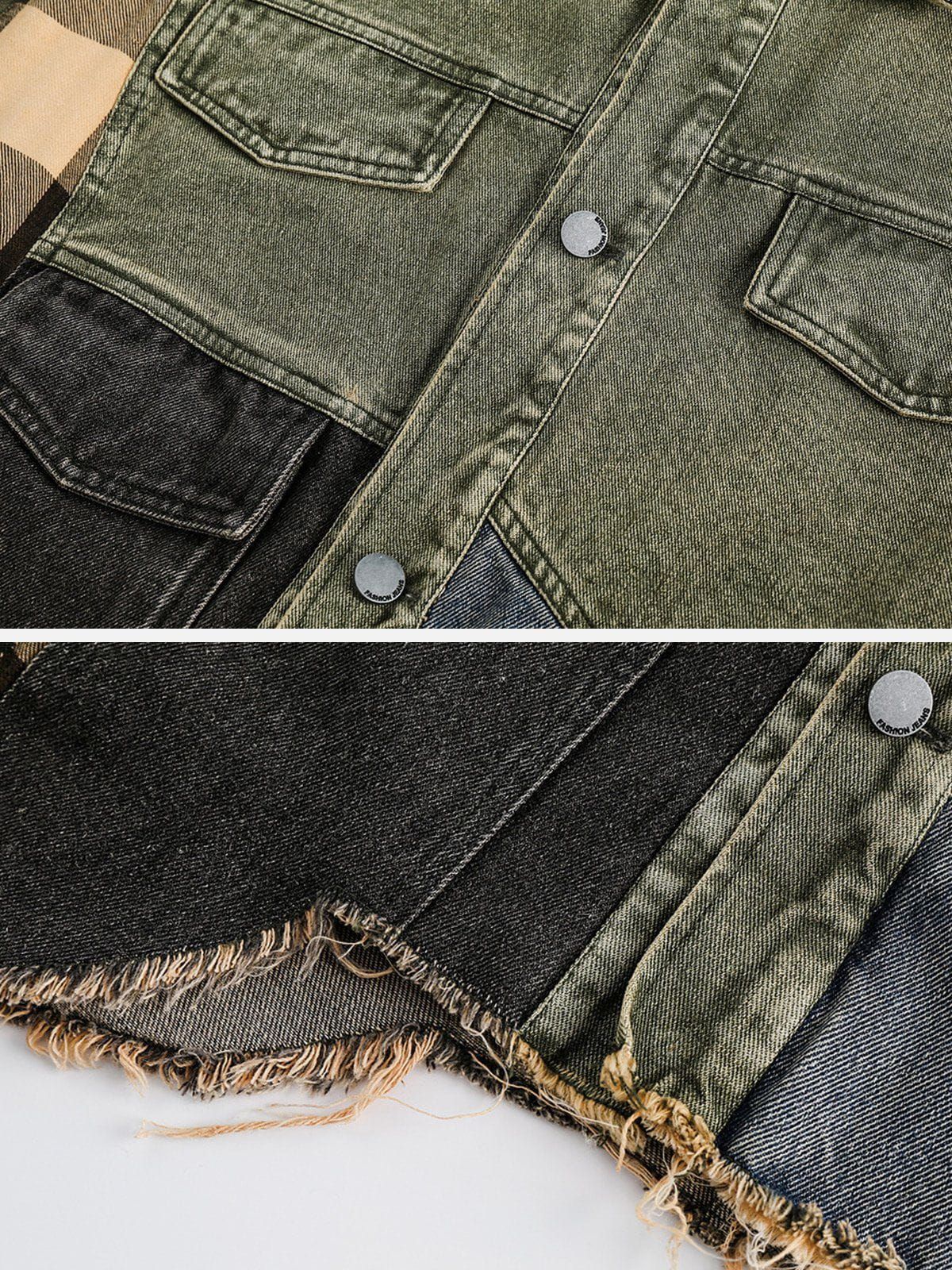 Aelfric Eden Vintage Washed Patchwork Denim Jacket sold by Aelfric Eden product image thumbnail 3