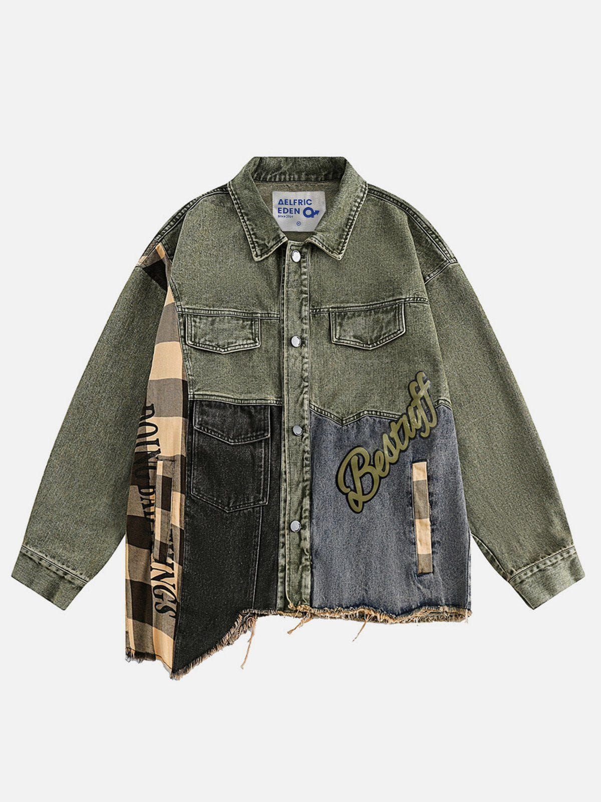 Aelfric Eden Vintage Washed Patchwork Denim Jacket sold by Aelfric Eden