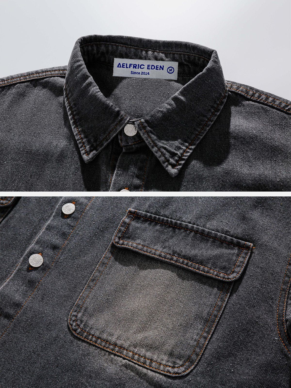 Aelfric Eden Denim Washed Short Sleeve Shirts sold by Aelfric Eden product image thumbnail 4