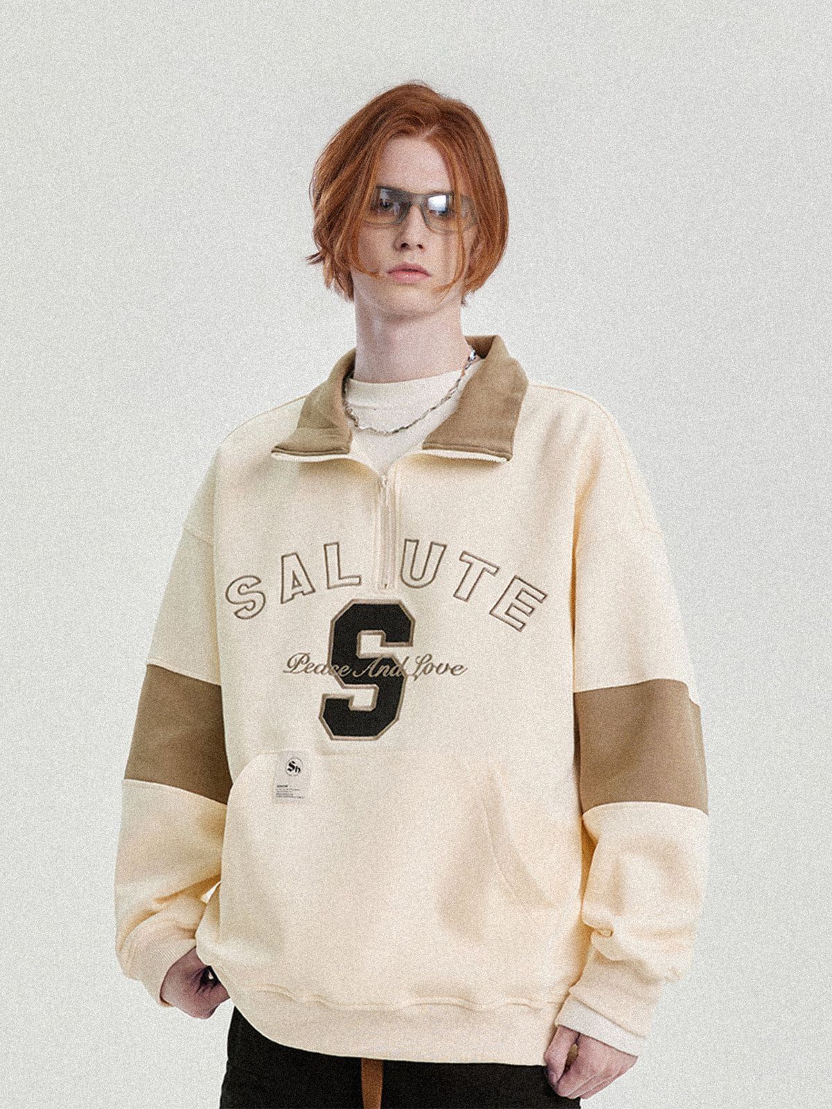 Aelfric Eden Stand Collar Patchwork Sweatshirt sold by Aelfric Eden product image thumbnail 4