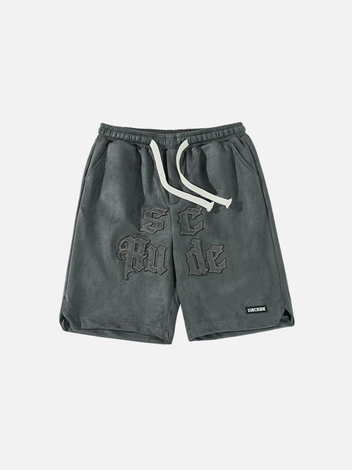 Aelfric Eden Embroidery Letters Suede Shorts sold by Aelfric Eden