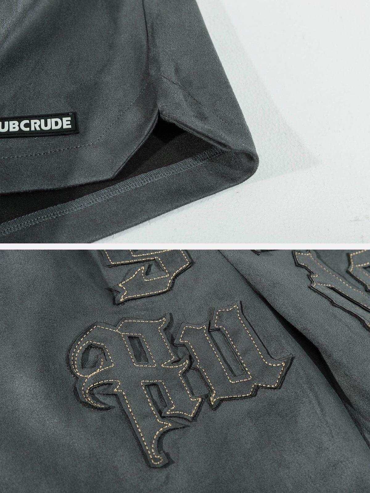 Aelfric Eden Embroidery Letters Suede Shorts sold by Aelfric Eden product image thumbnail 6