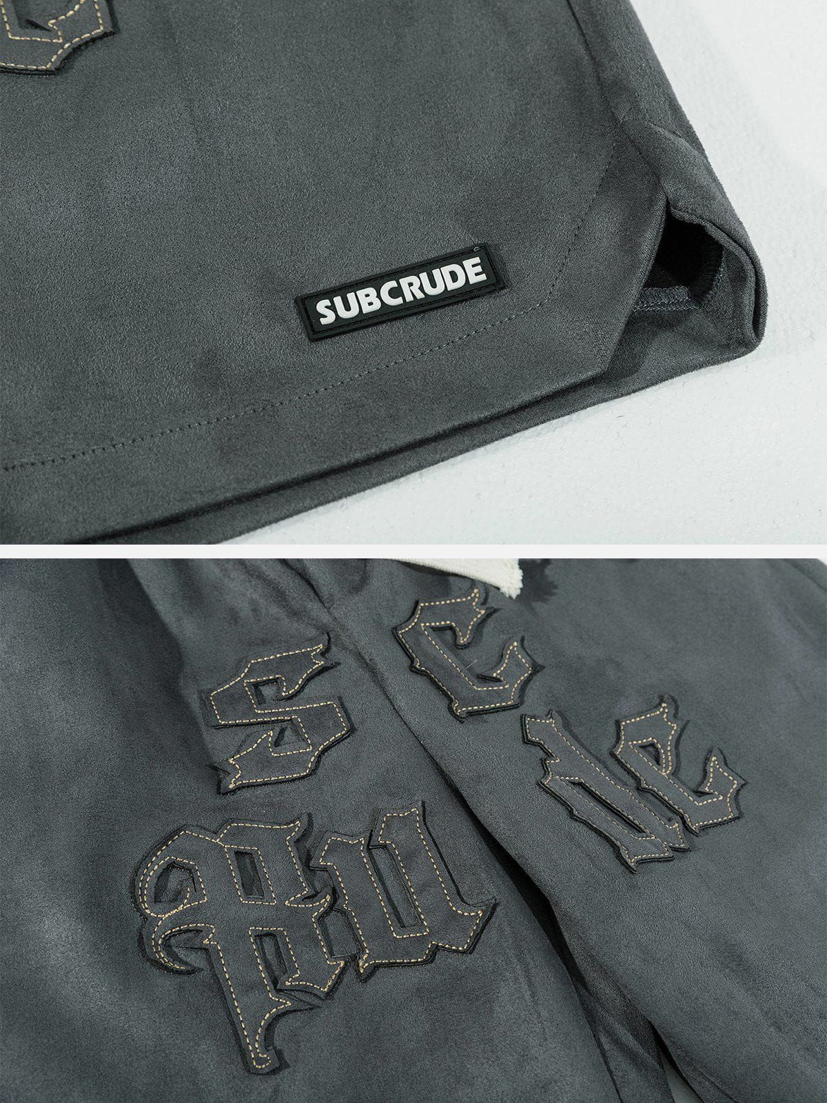 Aelfric Eden Embroidery Letters Suede Shorts sold by Aelfric Eden product image thumbnail 7