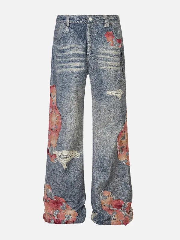 Aelfric Eden Distressed Lace Patchwork Jeans sold by Aelfric Eden