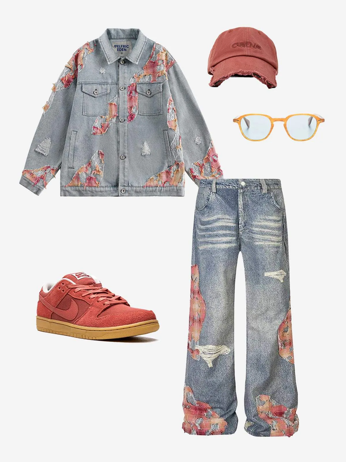 Aelfric Eden Distressed Lace Patchwork Jeans sold by Aelfric Eden product image thumbnail 2