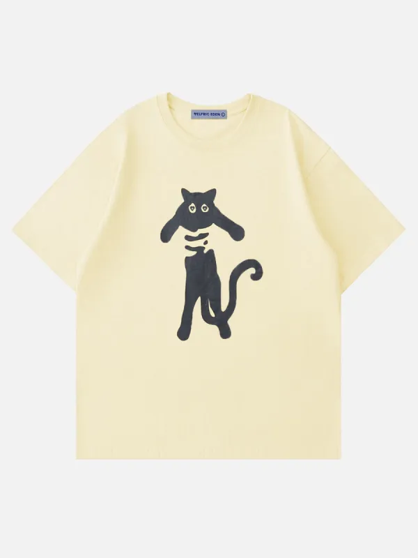 【Aelfric Eden】カンパニュラ キャット グラフィティ Tシャツ Aelfric Eden Campanula Cat Graffiti Graphic Tee | Parallel