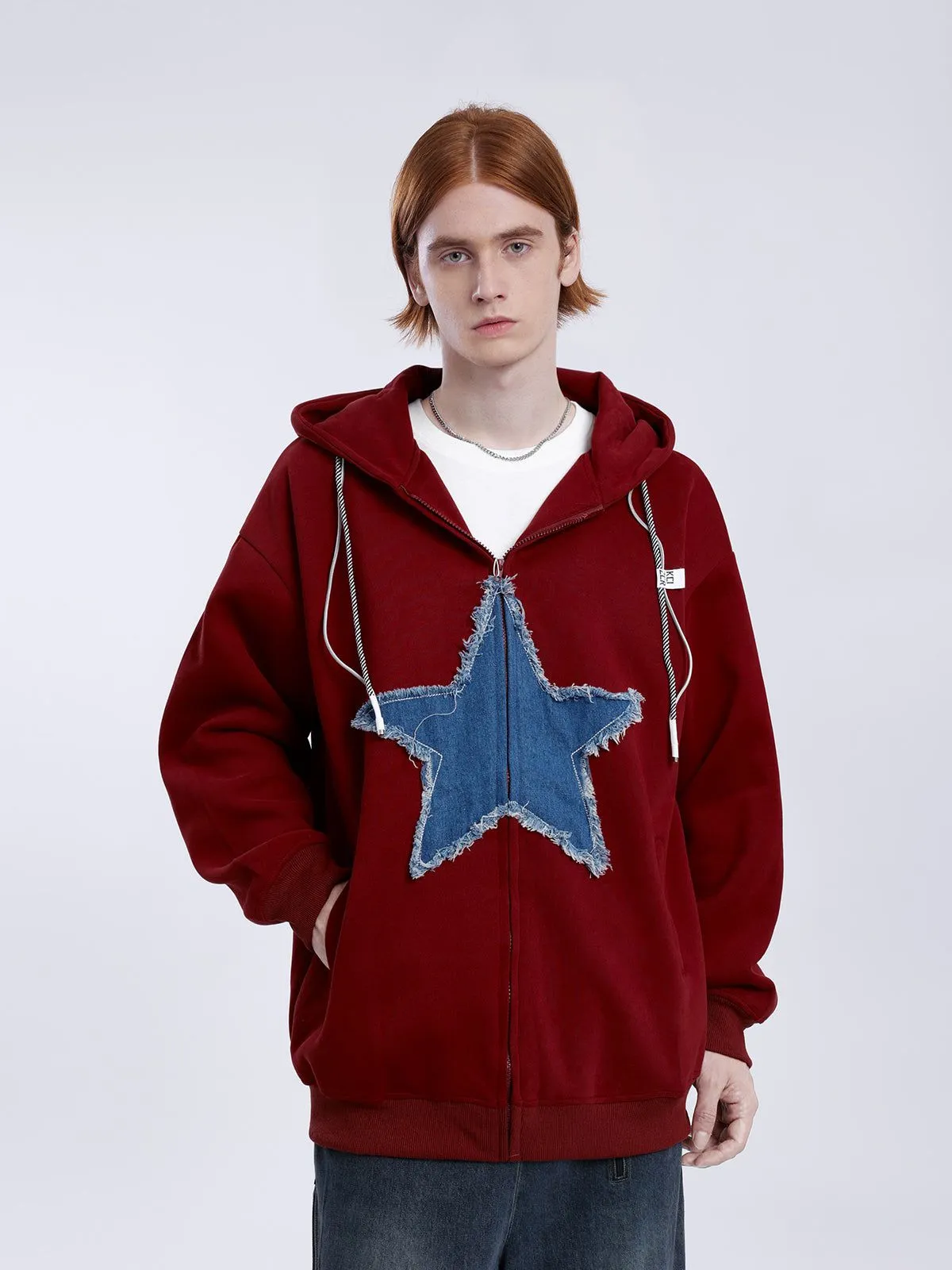 Aelfric Eden Denim Star Graphic Zip Up Hoodie sold by Aelfric Eden product image thumbnail 2