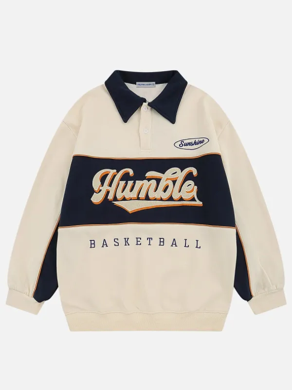 Aelfric Eden Color Blocking Embroidery Polo Sweatshirt sold by Aelfric Eden